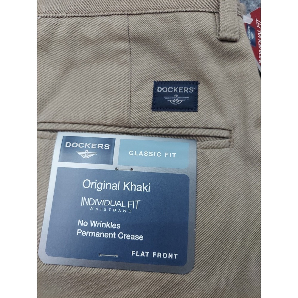 Dockers Pants Mens 36x29 Tan Khaki Individual Fit Flat Front Wrinkle Free Chino - Picture 4 of 8